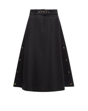 Moncler Cotton Midi Skirt - Black