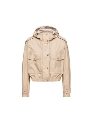Moncler Moncler Carex Hooded Cotton Blend Poplin Jacket - Natural