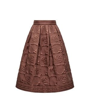 Moncler Moncler Leaf-Quilted Padded A-Line Skirt - Brown