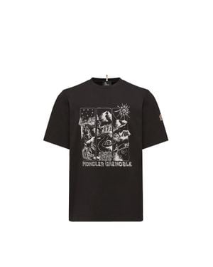 Moncler Moncler Mountain Landscape Print Cotton T-Shirt - Black