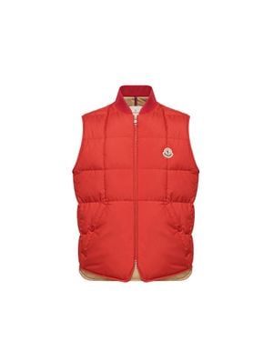 Moncler Moncler Elberton Square-Quilted Down Vest - Red