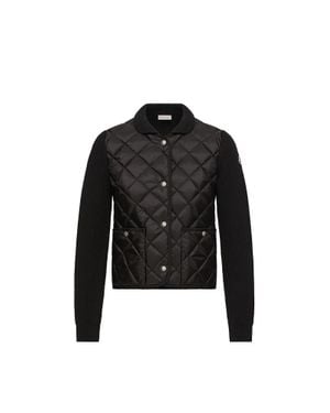 Moncler Moncler Diamond Quilted Padded Wool Cardigan - Black