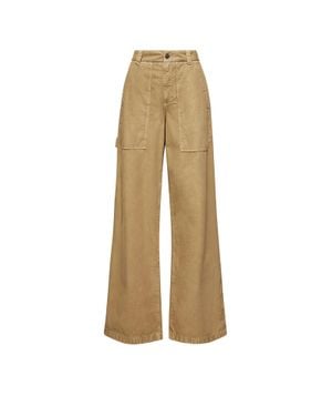 Moncler Moncler Cotton Wide Leg Pants - Natural