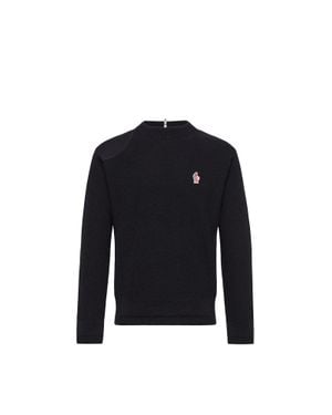 Moncler Moncler Pullover Aus Wolle Mit Logo, Herren, Größe - Blau