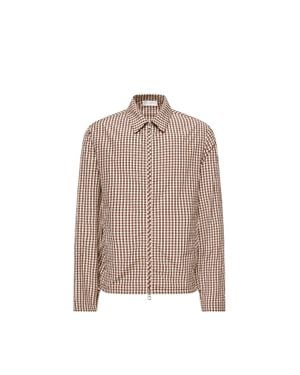 Moncler Moncler Vichy Cotton Blend Zip-Up Shirt Jacket - Brown