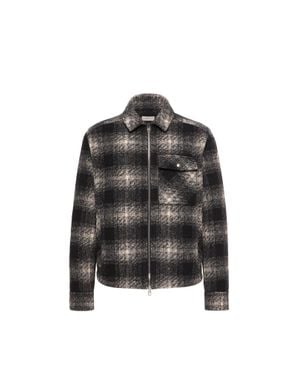 Moncler Moncler Check Jersey Zip-Up Shirt Jacket - Black