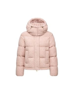 Moncler Virieu Bouclé Hooded Short Down Jacket - Pink