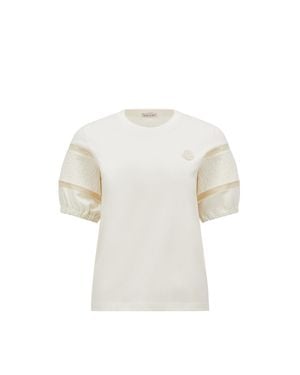 Moncler T-Shirt With Decorative Sleeves - White
