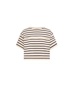 Moncler Moncler Macramé-Trimmed Striped Cotton T-Shirt - White