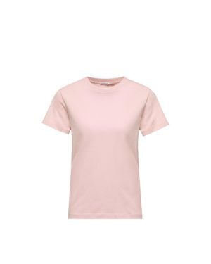 Moncler Moncler Embroidered Logo Cotton T-Shirt - Pink