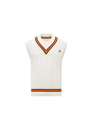 Moncler Wool & Cotton V-Neck Gilet - White