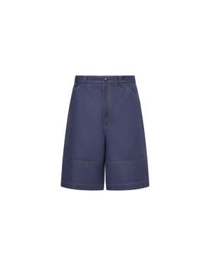 Moncler Moncler Linen & Cotton Gabardine Cargo Shorts - Blue