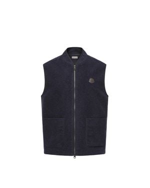 Moncler Moncler Wool Zip-Up Gilet - Blue
