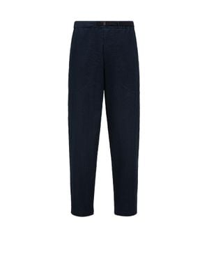Moncler Belted Seersucker Pants - Blue