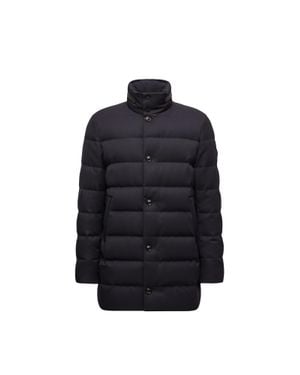 Moncler Moncler Vallonpierre Hooded Wool Long Down Jacket - Blue
