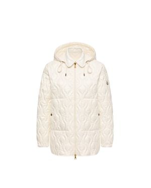 Moncler Moncler Balette Geometric Quilted Mid-Length Down Jacket - Natural