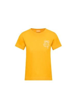 Moncler Moncler Embroidered Logo Cotton T-Shirt - Yellow