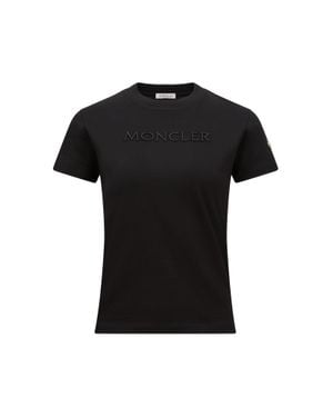 Moncler Embroidered Tonal Logo Cotton T-Shirt - Black