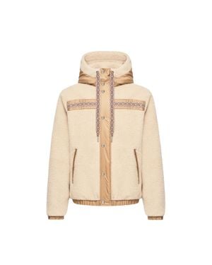 Moncler Moncler Sweat À Capuche Zippé En Teddy Avec Bordure Géométrique, Homme, Taille - Neutre