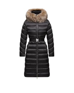 Moncler Moncler Leersie Hooded Shearling-Trimmed Long Down Jacket - Black