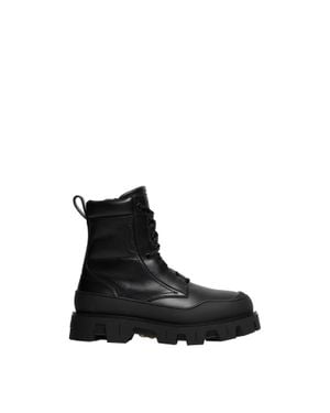 Moncler Moncler Peak Path Leather Lace-Up Boots - Black