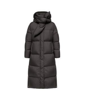 Moncler Moncler Ornement Hooded Long Down Jacket - Black