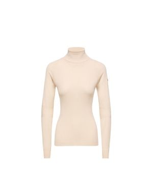 Moncler Moncler Rollkragenpullover Aus Wollmischung, Damen, Größe - Natur