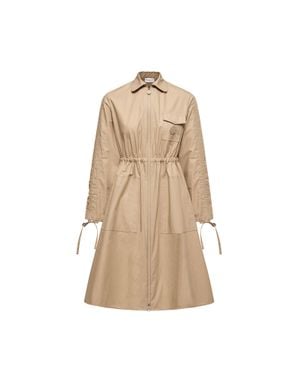 Moncler Moncler Cotton Poplin Shirt Dress - Natural