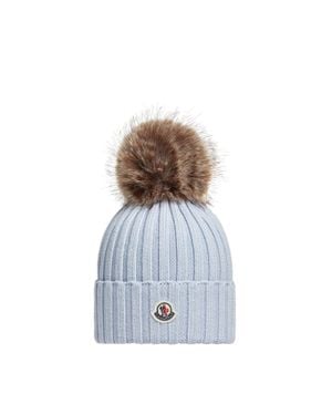 Moncler Wool Beanie With Pom Pom - Blue