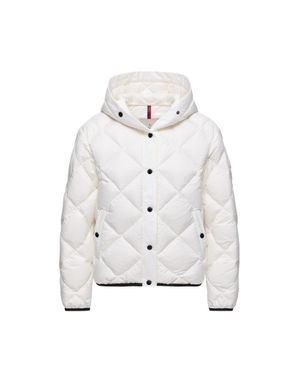 Moncler Moncler Arvouin Hooded Diamond-Quilted Short Down Jacket - White