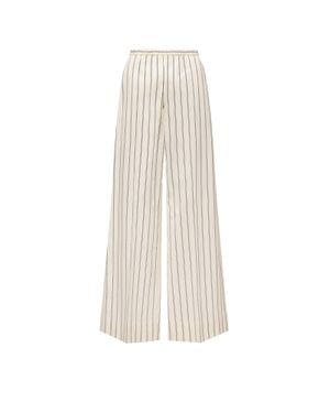 Moncler Moncler Striped Cotton & Silk Trousers - White