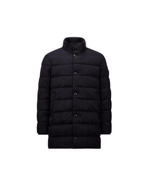 Moncler Wool Gabardine Long Down Puffer Coat - Black