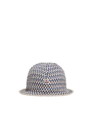 Moncler Moncler Crochet Cotton Blend Bucket Hat - White