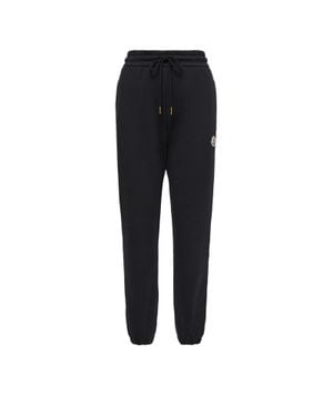 Moncler Moncler Logo Cotton Blend Fleece Sweatpants - Black