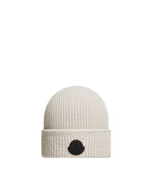 Moncler Berretto Con Logo - Bianco