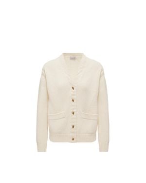 Moncler Cárdigan Con Cuello De Pico De Lana Y Cachemira, Mujer, Talla - Neutro