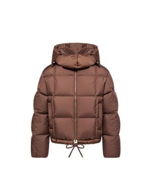 Moncler Moncler Legerete Square-Quilted Hooded Short Down Jacket - Brown