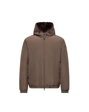 Moncler Moncler Zambood Kurze Daunenjacke Mit Kapuze, Herren, Größe - Braun