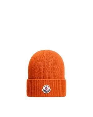 Moncler Moncler Gorro De Punto En Mezcla De Lana, Hombre, Talla - Naranja
