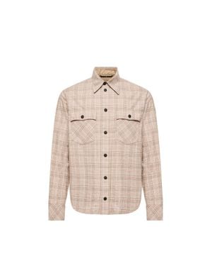 Moncler Moncler Camisa De Algodón A Cuadros De Manga Larga, Hombre, Talla - Neutro