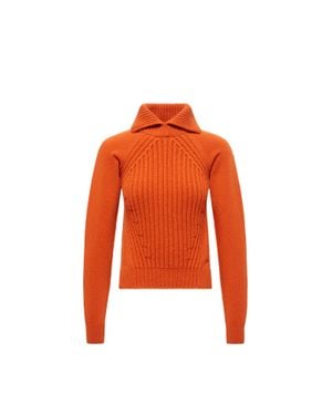 Moncler Wool & Cashmere High Collar Jumper - Orange