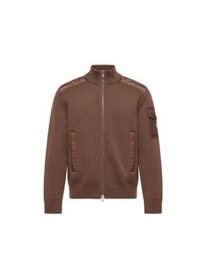 Moncler Moncler Cardigan Zippé Matelassé En Laine, Homme, Taille - Marron
