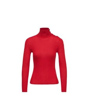 Moncler Moncler Jersey De Cuello De Tortuga De Lana Texturizada, Mujer, Talla - Rojo