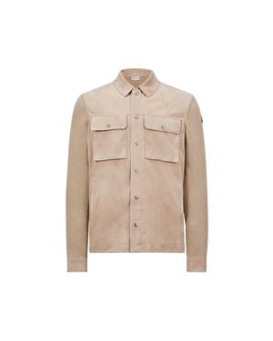 Moncler Leather & Cotton Overshirt - Natural