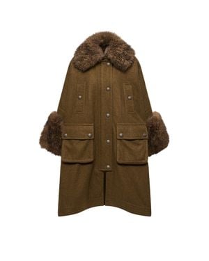 Moncler Mantella Loden Mantreau Con Bordi - Marrone
