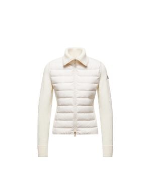 Moncler Moncler Padded Zip-Up Wool Cardigan - White