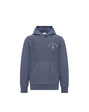 Moncler Rowing Logo Cotton Hoodie - Blue