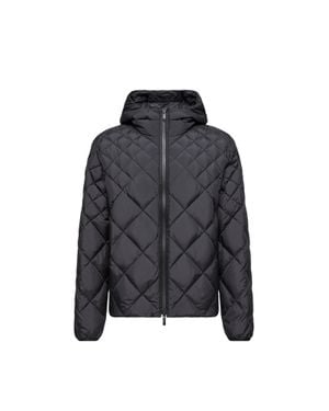 Moncler Moncler Merak Geometric-Quilted Hooded Short Down Jacket - Black