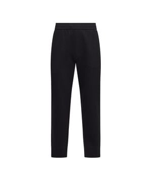 Moncler Moncler Leather Logo Cotton Blend Track Trousers - Black