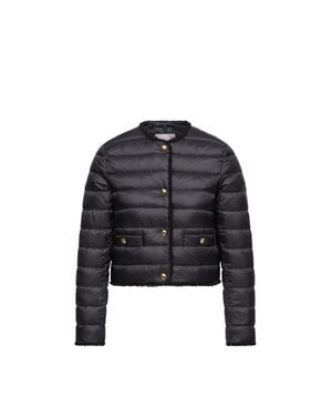 Moncler Moncler Fleurs Bouclé-Trimmed Short Down Jacket - Black